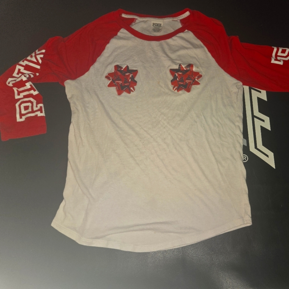 Pink christmas bow shirt